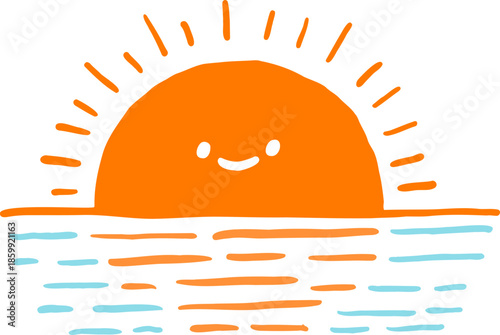 일출 해돋이 해맞이 일몰 해 일러스트 캐릭터