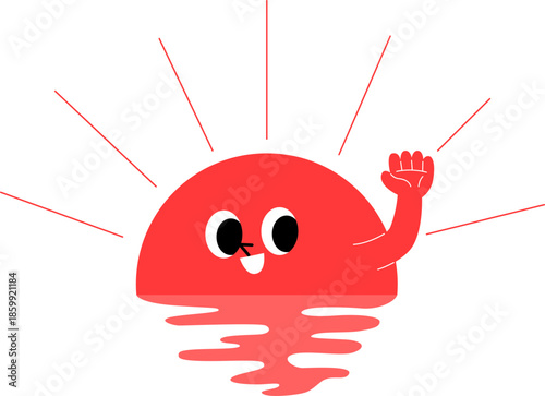 일출 해돋이 해맞이 일몰 해 일러스트 캐릭터 벡터