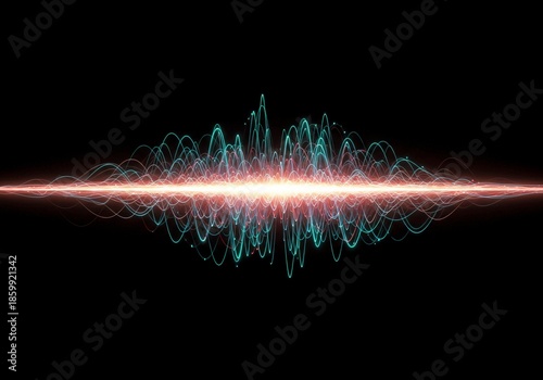Abstract digital rendering illustrating the physical phenomenon of wave dispersion, where energy pulses travel at different velocities and separate, scientific, mathematics, geometry