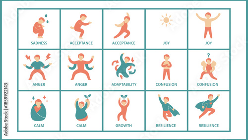 Collection of Diverse Human Poses and Actions Depicted in Illustrations.