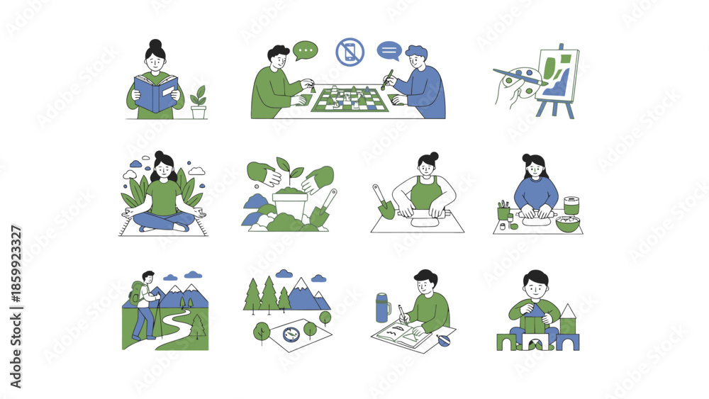 Obraz premium Collection of Diverse People Engaged in Various Activities and Hobbies.