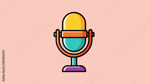 Retro Microphone Illustration with Vibrant Colors and Clean Lines.