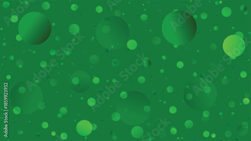 Abstract green background with numerous circles of varying sizes and shades, creating a dynamic and modern pattern.