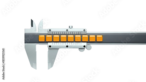 Digital Caliper with Orange Buttons on White Background