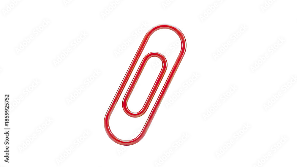 Obraz premium Single Red Paperclip Isolated on White Background