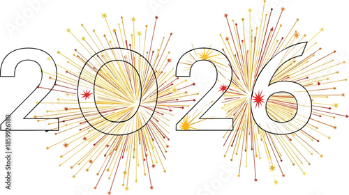 Happy New Year celebration with fireworks and hasil akhir 43 decorations