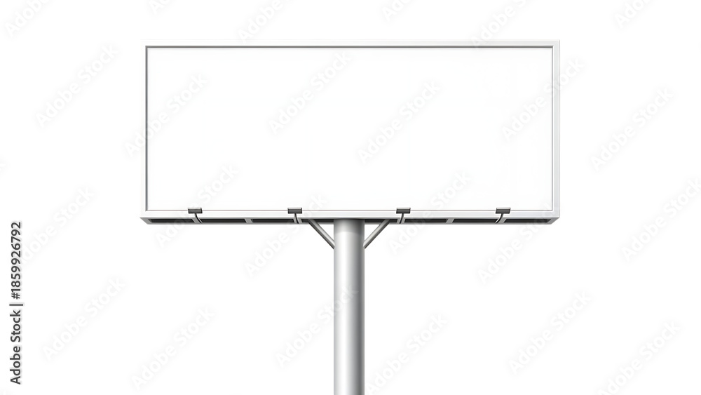 Obraz premium Blank billboard on metal pole against white background isolated on transparent background