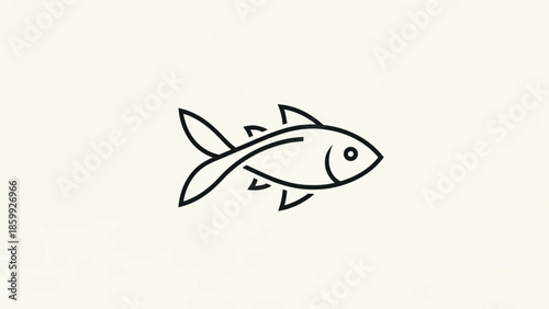 Minimal Line Drawing of a Simple Fish Illustration.