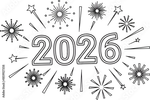 Illustration of happy new year fireworks display for 2026 hasil akhir 84