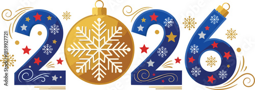 Happy new year celebration with colorful snowflakes and ornaments on a white background hasil akhir 94