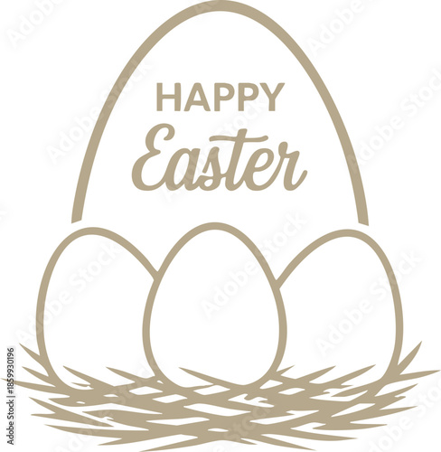 Minimalist Easter Nest Illustration, silhouette, illustration, vector