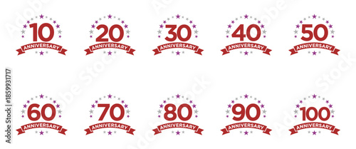 Collection of anniversary logo design. Celebration day special vector symbol concept