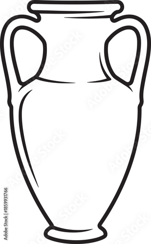 Simple black and white line drawing of a classic amphora vase with two handles