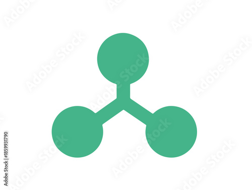 Icono de conexión o red molecular simple en color verde azulado con fondo transparente para diseño digital.