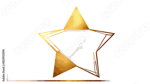 Stella dorata stilizzata con contorni geometrici in stile lussuoso, isolata su sfondo bianco trasparente.