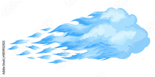 하늘을 가로질러 빠르게 이동하는 푸른색 구름의 추상적인 표현