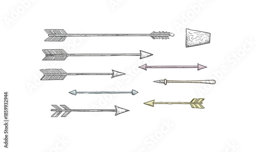 다양한 화살표 일러스트 모음, 보헤미안 스타일의 투명한 디자인 요소