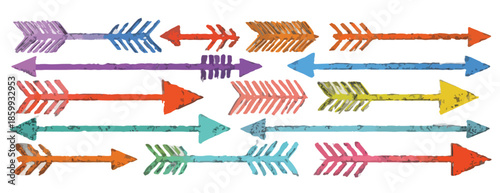 다양한 색상의 화살표 패턴이 투명한 배경 위에 배열되어 있어 디자인 요소로 활용하기 좋습니다.