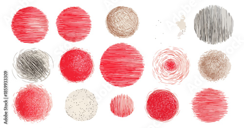 다양한 색상과 질감의 투명한 원형 텍스처 브러쉬 세트, 디자인 요소로 활용