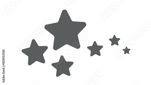 A constellation of five dark grey stars of varying sizes against a white background, representing the concept of excellence and achievement