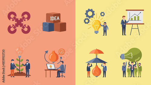 Business growth strategies with innovative ideas and teamwork, strategic planning and financial development