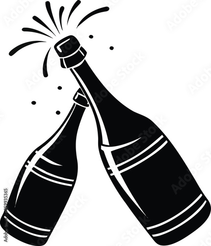 Silhouette Of Wine Bottle Toast