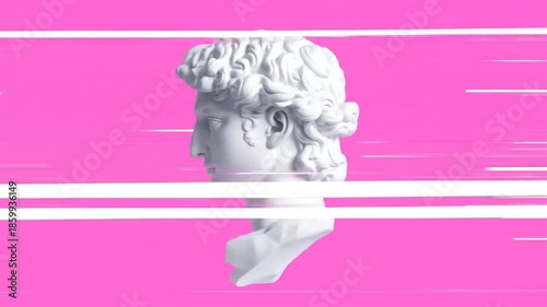 Glitch Art: David Bust with Pink Stripes