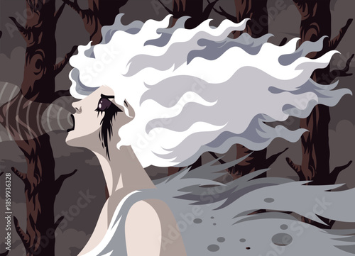 banshee ghost woman screaming in the forest