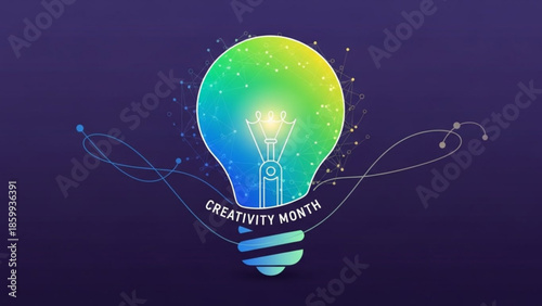 Vibrant lightbulb illustration symbolizing creativity and innovation in a dark environment
