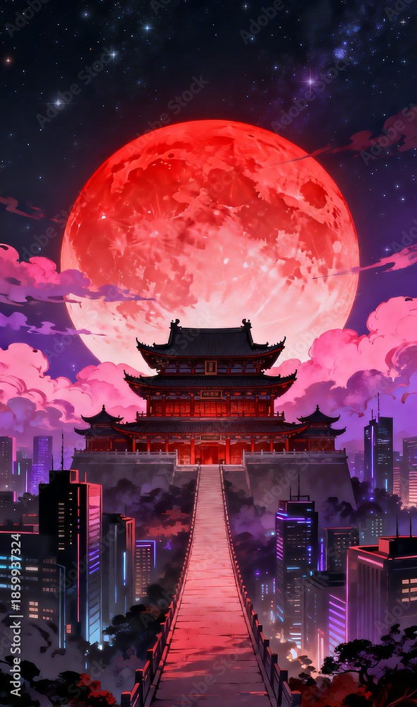 Fototapeta premium night view of chinese temple