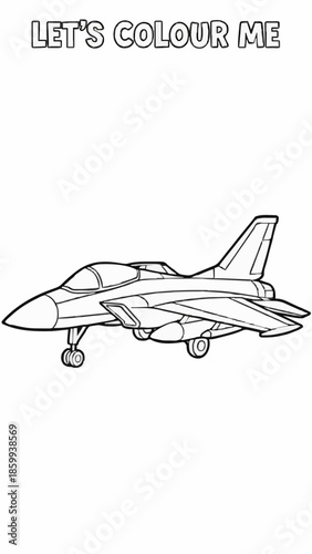 Single page colouring fighter aircraft 