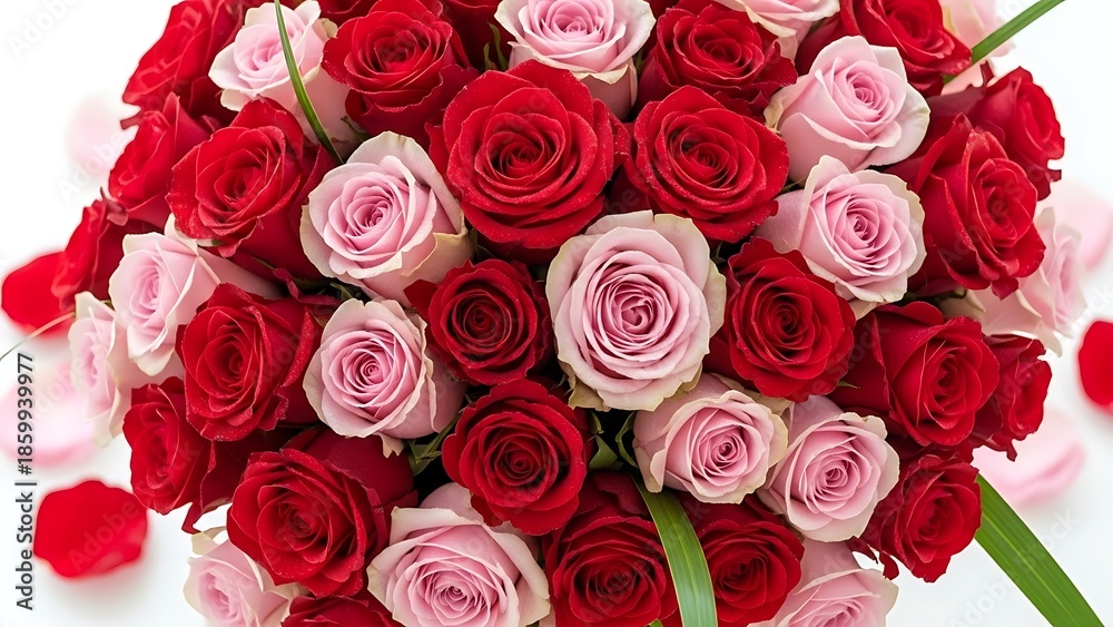 Obraz premium Red and Pink Roses Bouquet