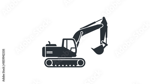 Black Excavator Machine Heavy Equipment.