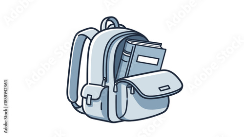 Blue Backpack with Open Front Pocket.