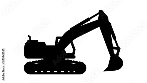 Black Silhouette of Excavator Machine 2.