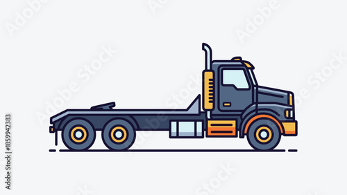 Blue Tow Truck Side View Illustration.