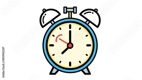Blue Twin Bell Alarm Clock Illustration.