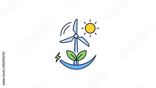 Wind Turbine Renewable Energy Illustration.