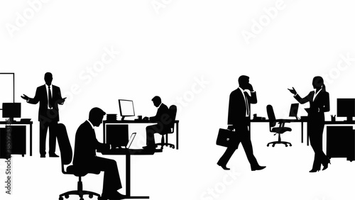 Business people working in an office environment silhouette.