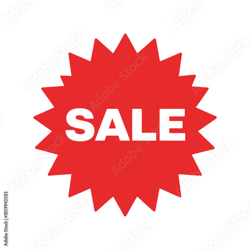 Bright red sale starburst badge for promotions Vector