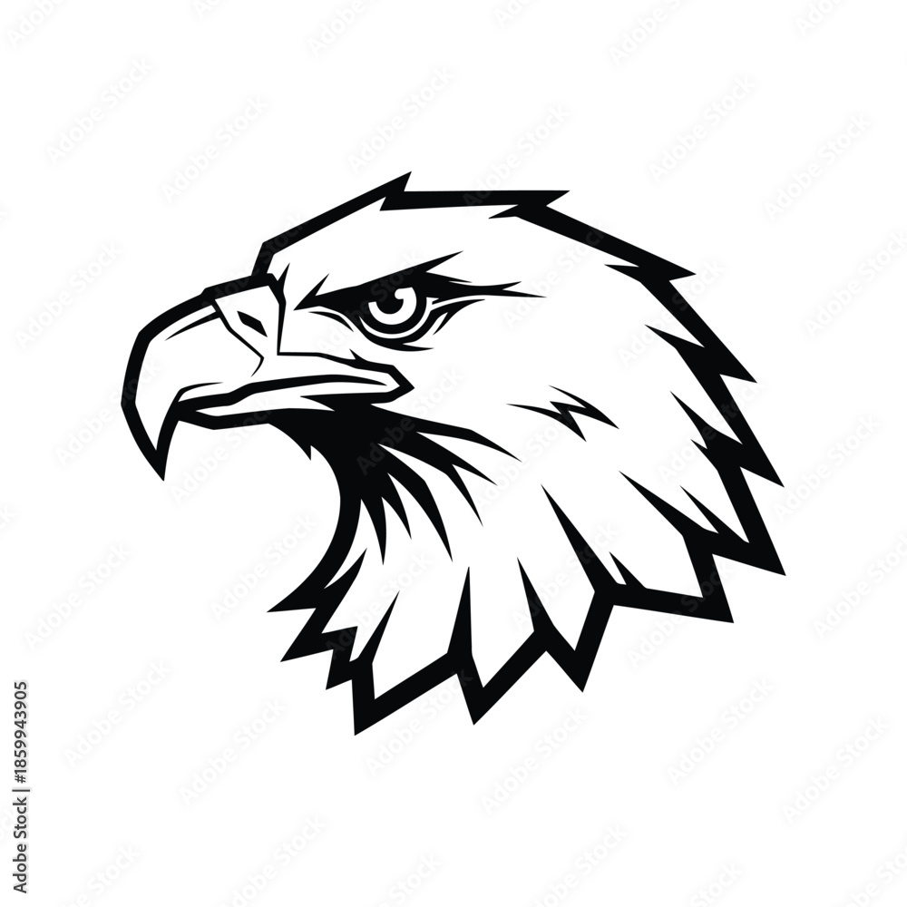 Fototapeta premium Bold black and white eagle head silhouette Vector