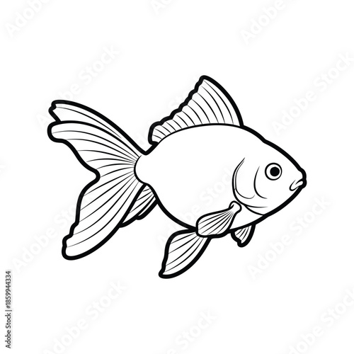 Whimsical goldfish line art illustration Vector