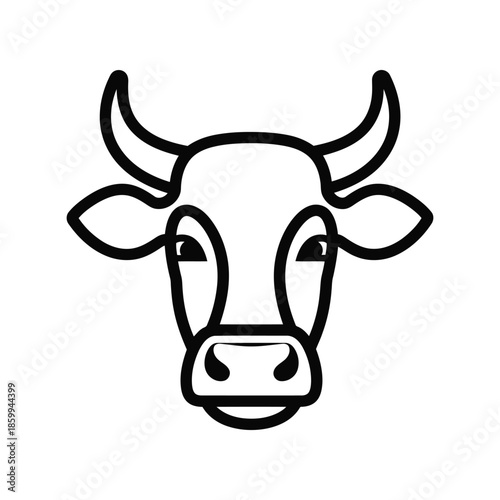 Minimalist cow head line art illustration Vector