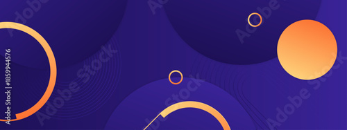 Dark blue background with gold circles and lines