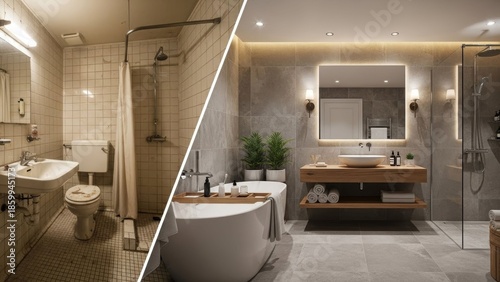 Modern Bathroom Design Featuring Bathtub and Elegant Lighting