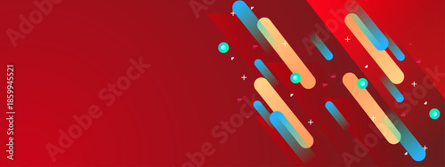 Abstract red background with shapes and bright elements
