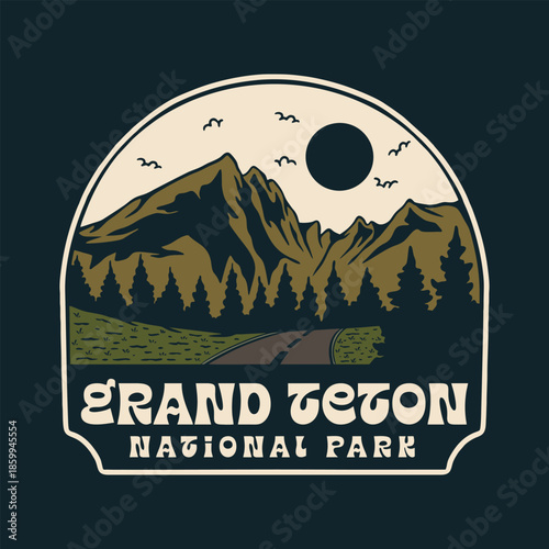 GRAND TETON NATIONAL PARK BADGE VECTOR LOGO