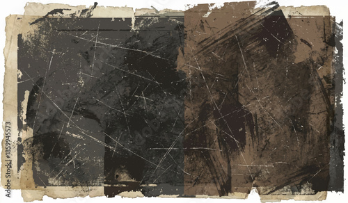 Minimalist Abstract Black and White Grunge Texture Vector Design with Dust, Scratches, Grainy Noise and Raw Distressed Visual Effects.