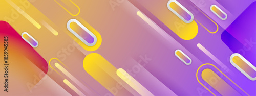 Abstract background of gradient colored capsules and geometric shapes. Suitable for medical, technology, or futuristic design projects. Vibrant and modern