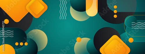 Abstract design for background or print materials featuring geometric shapes and teal color scheme. Ideal for websites, posters, and presentations